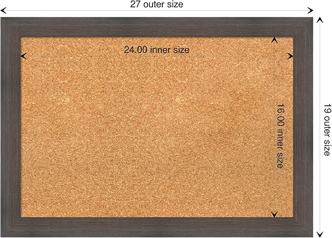 Amanti Art Natural Cork Board for Wall, 19x27 Vision Board with Brown Wood Frame, Medium Corkboard Office Decor for Home Organization, Rustic Farmhouse Corkboard Pinboard to display items for home-DeskLoop Office
