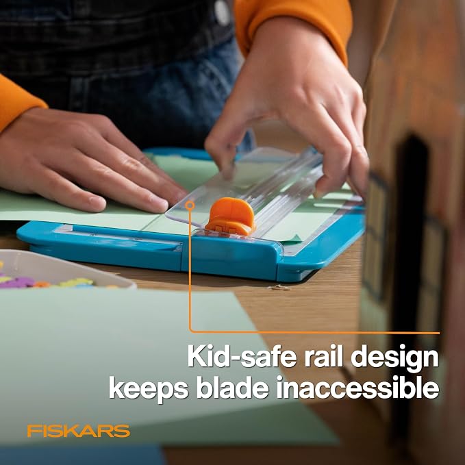 Fiskars Kids Junior Paper Trimmer – Turquoise Safe and Easy Paper Cutter - Image 4