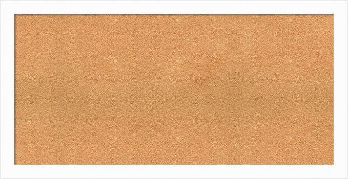 Amanti Art Natural Cork Board for Wall, 25x49 Vision Board with White Frame, Oversize Corkboard Office Decor for Home Organization, Casual Corkboard Pinboard to Display Items for Home Organization in-DeskLoop Office