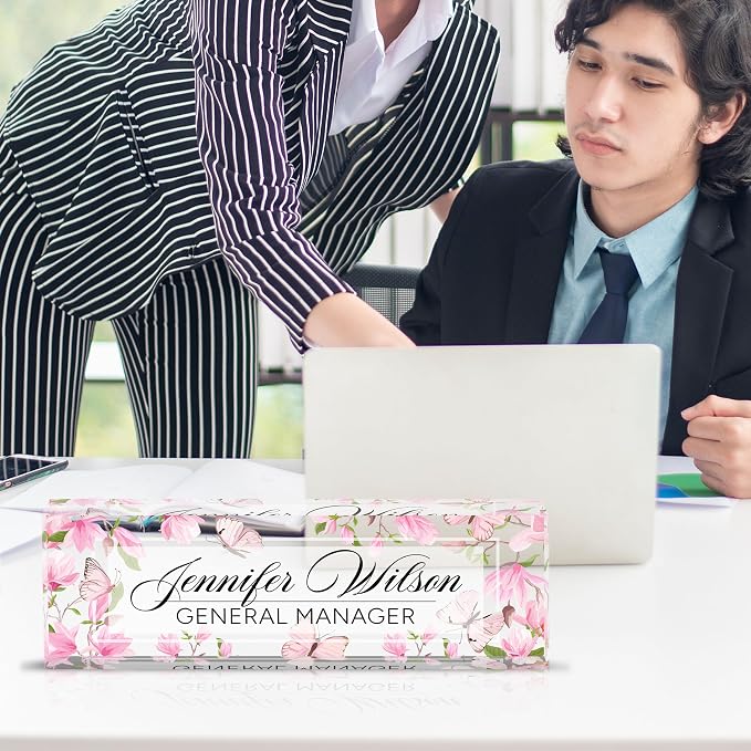 AZUFEMOS Personalized Acrylic Desk Name Plate - Image 2