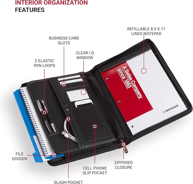 Wenger Concept Zippered Padfolio, Padded Document Organizer - Image 2