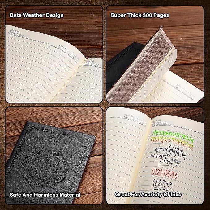 Fetinar Leather Vintage Journal Notebook, 300 Pages, Leather Softcover Lined - Image 4