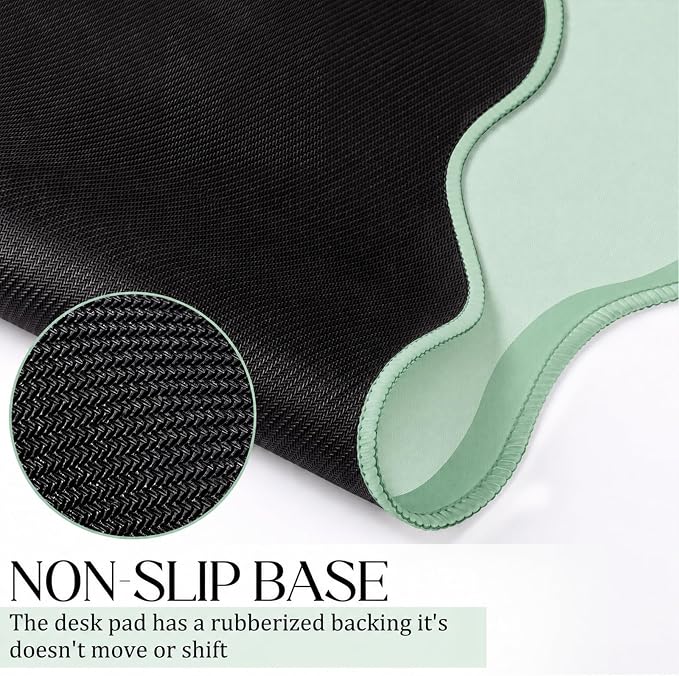 Hahafelt Scalloped Desk Mat Large Desk Pad Cute Coquette Table Mat Back to - Image 3
