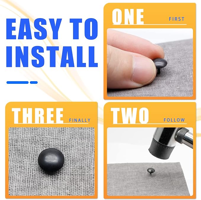 Bivethoi 220 Pcs Black Upholstery Tacks, 1/3 Inch Metal Round Head Thumb Tacks - Image 3