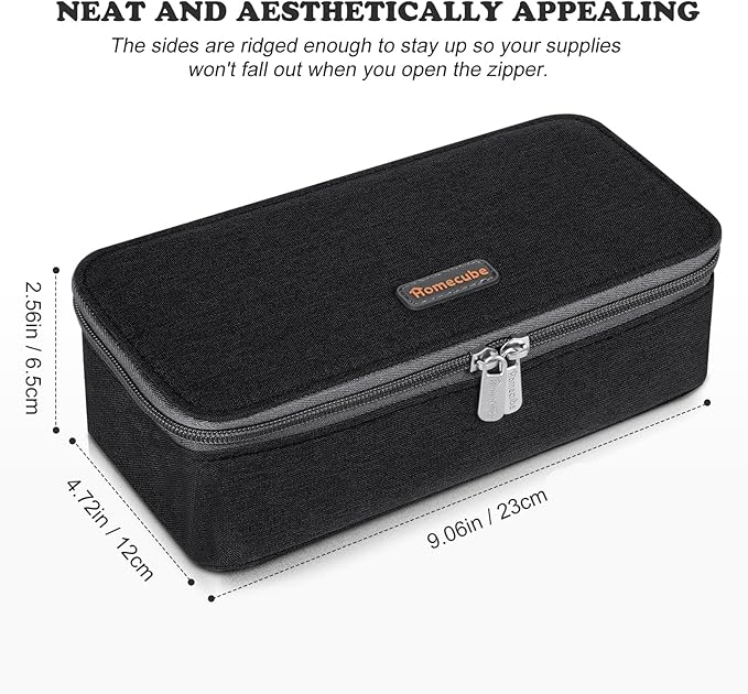 Homecube Capacious Pencil Case Marker Holder Pouch Desk Organizer Big Pencil Bag with Zipper Large Storage Box for College Middle School Office Supplies Stationery - Black-DeskLoop Office