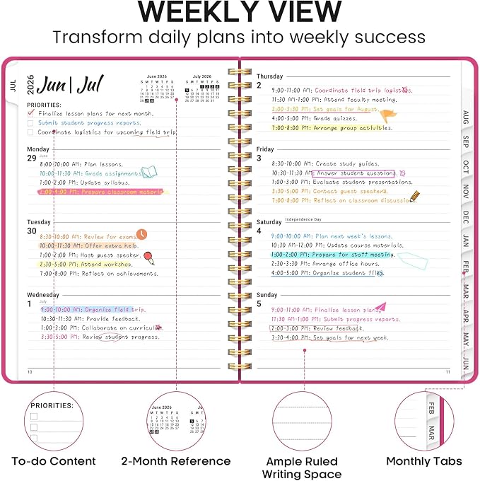 8.5" x 11" Academic Planner 2026-2027, Weekly & Monthly Calendar Planner Book - Image 3