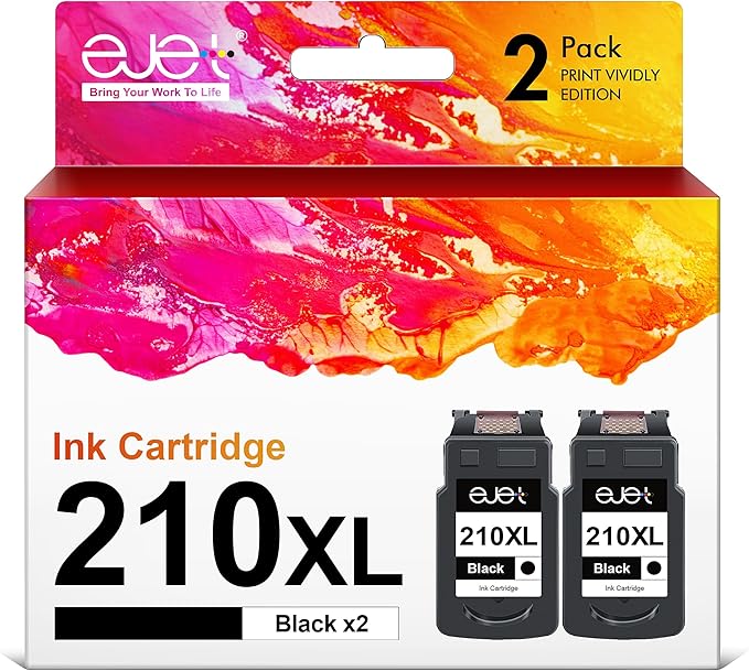 210XL Black Ink Cartridge Remanufactured Replacement for Canon 210XL Black Ink Cartridge 210 XL for Canon PIXMA IP2702 IP2702 MP230 MP250 MP270 MP280 MP480 MP490 MP495 MX320 MX330 MX340 MX410(2 Pack)-DeskLoop Office