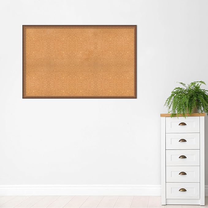 Amanti Art Natural Cork Board for Wall, 36x56 Vision Board with Bronze Frame, Oversize Corkboard Office Decor for Home Organization, Modern Corkboard Pinboard to Display Items for Home Organization-DeskLoop Office