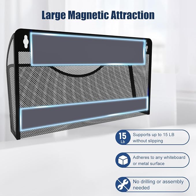 LQPAFZ Magnetic File Holder 2 Pockets File Folder Organizer, Office Hanging - Image 2