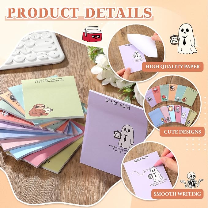 12 Pcs Funny Sticky Notes for Work 4x3 Inches Sarcastic Self Adhesive Notepads - Image 3
