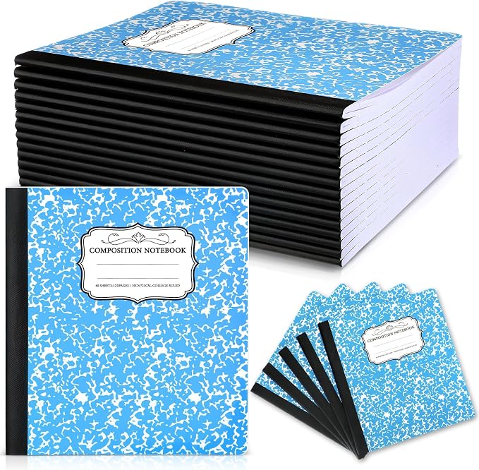 Seajan 20 Pack Composition Notebooks, Wide Ruled Paper, 7-1/2" x 9-3/4" Marble by Seajan