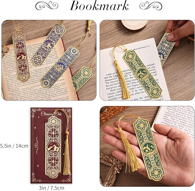 4 Pieces Metal Bookmarks with Tassel Big Size, Bookmark - Image 2