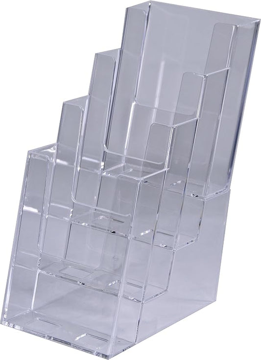 Clear-Ad - LHF-S104 - Acrylic Slant Back 4 Tier Trifold Brochure Display - by Clear-Ad