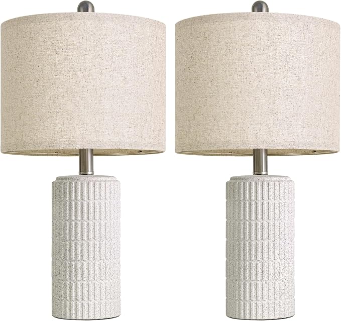 PoKat 20.75" Stone-Like Farmhouse Ceramic Table Lamps Set of 2 - Image 5