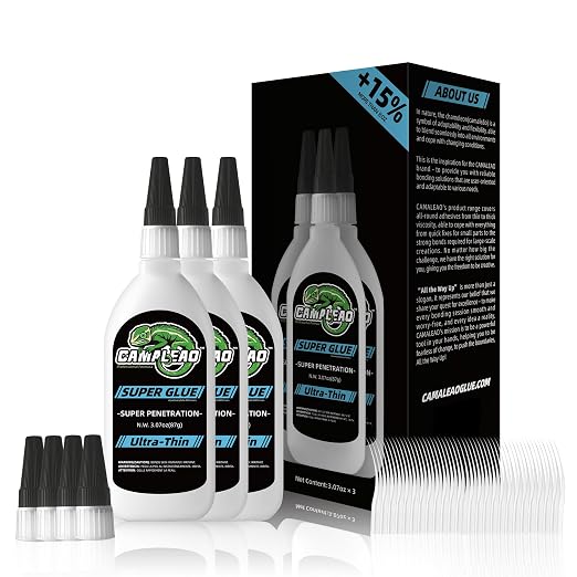 Ultra-Thin Super Glue Liquid Kit 9.2 oz, Fast Drying Clear Superglue by CAMALEAO