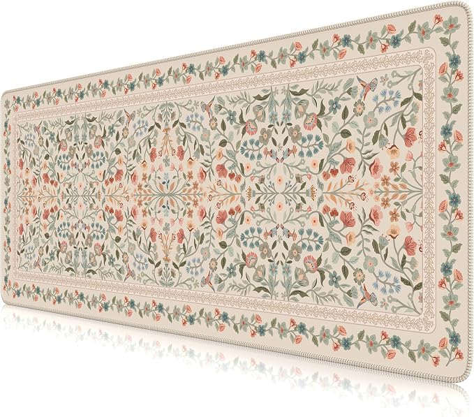 iCasso Aesthetic Floral Desk Mat, L Mouse Pads, Anti-Slip Mousepad by iCasso