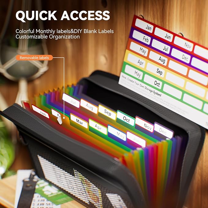 ThinkTex Receipt Coupon Organizer, 12 Pockets Small Accordion File Organizer - Image 5