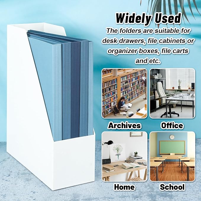 Whaline Dusty Blue File Folders Letter Size 12 Packs 3 Colors Gradient Blue - Image 4