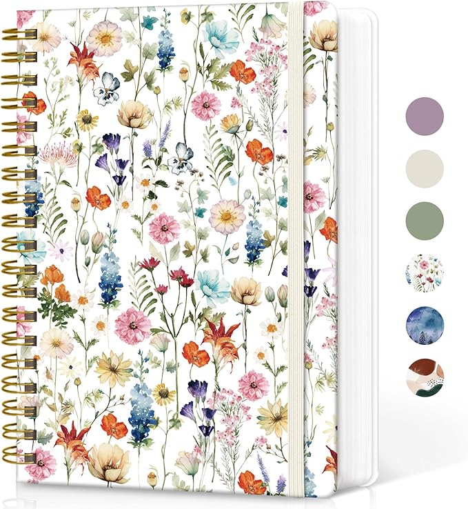 Lined Spiral Notebook Journal for Work, 300 Pages Thick B5 (7.1"x10") College Ruled Journal for Women & Writing, Hardcover Notebook for Note Taking, Perfect for Office Home School Supplies, Floral-DeskLoop Office