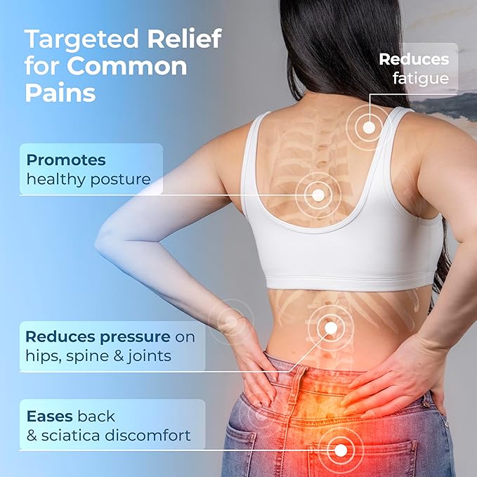 LuminaRest® Gel Enhanced Seat Cushion for Long Sitting – CertiPUR-US® Certified Memory Foam – Tailbone Pain Relief Cushion, Adaptable for Office, Car, Airplane & Wheelchair – (Blue)-DeskLoop Office