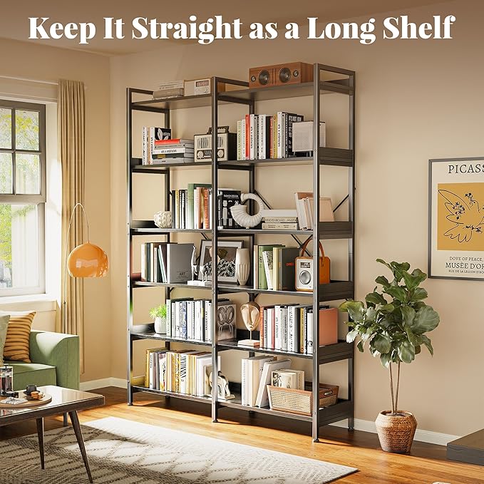 Huuger 6 Tier Bookshelf, Display Bookshelf - Image 3