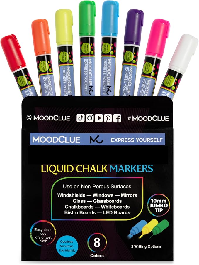 10mm JUMBO Tip Liquid Chalk Drawing Markers by MoodClue