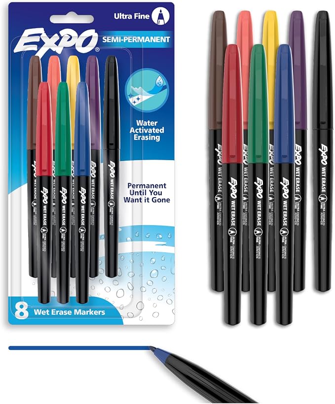 EXPO Vis-a-Vis Wet Erase Markers, Semi-Permanent, Ultra Fine Tip, Organizing by Unknown