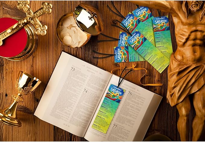 100 Pcs Romans Road to Salvation Bookmarks 6 x 2 Inches Roman's Road Cardstock Bookmark with 100 Pcs Hanging Strings