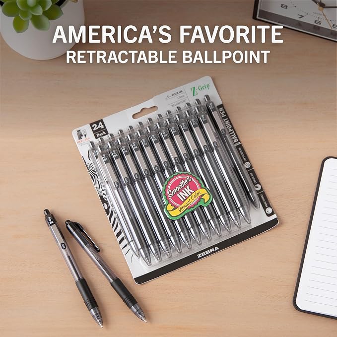 Zebra Pen Z-Grip Retractable Ballpoint Pen, Smooth-Flowing Black Ink, 1.0mm - Image 2