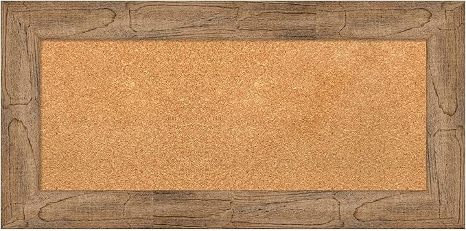 Amanti Art Natural Cork Board for Wall, 18x36 Vision Board with Brown Wood Frame, Medium Corkboard Office Decor for Home Organization, Country Rustic Corkboard Pinboard to Display Items for Home-DeskLoop Office