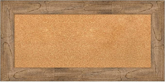 Amanti Art Natural Cork Board for Wall, 18x36 Vision Board with Brown Wood Frame, Medium Corkboard Office Decor for Home Organization, Country Rustic Corkboard Pinboard to Display Items for Home-DeskLoop Office