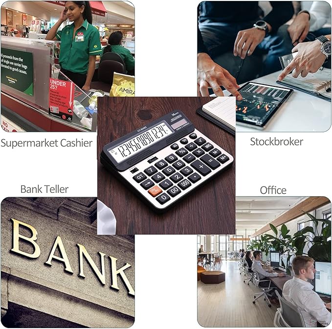 Large Button Calculator,Philley Large LCD Display 14 Digits Desktop Check&Correct Electronic Calculator(CT-9240C)-DeskLoop Office