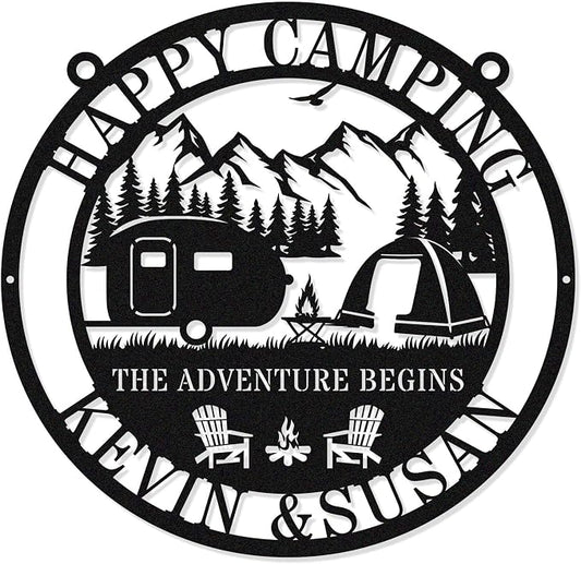 Custom RV Camping Metal Sign for Camper Decor, Personalized Name Sign for by HYTSIGN