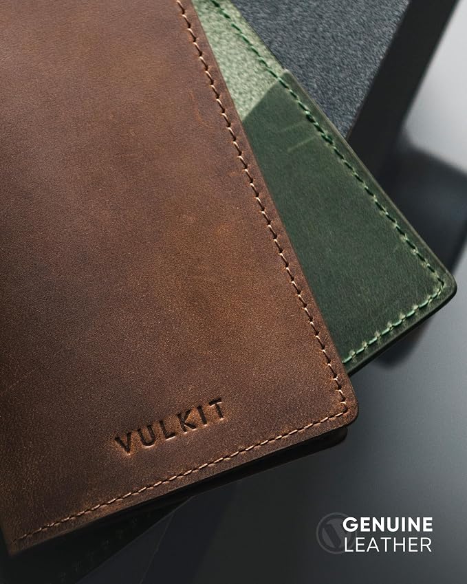 VULKIT Genuine Leather Business Card Holder 2 Sided Slim Business Name Card - Image 2