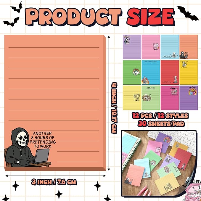 12 Pcs Funny Sticky Notes for Work 4x3 Inches Sarcastic Self Adhesive Notepads - Image 2