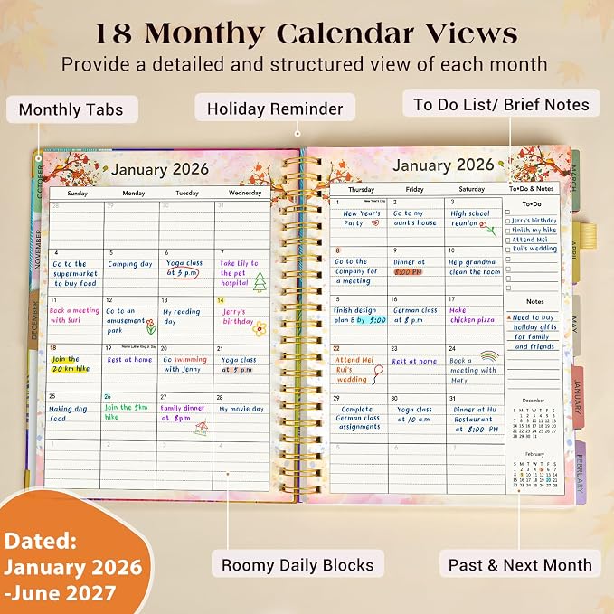 Planner 2026-2027, 18 Months Weekly and Monthly Daily Planner from January 2026 - Image 2