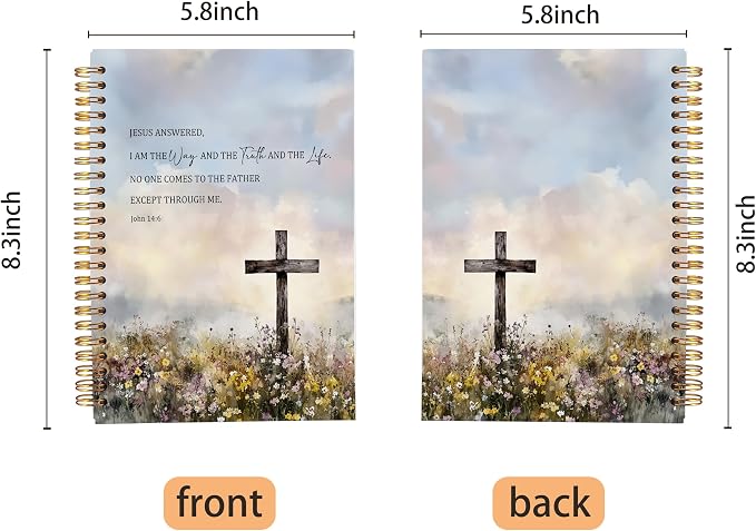 Ecezatik Wildflower Cross Christian Notebook Journal, John 14:6 Bible Notebook - Image 5