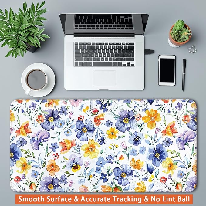 Keyboard Mat, Large Mouse Pad, Watercolor Flower - Image 3