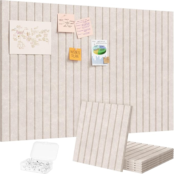 Lifewit Felt Slatted Bulletin Board, 6 Pack Self-Adhesive Panel, Cork Board by Lifewit