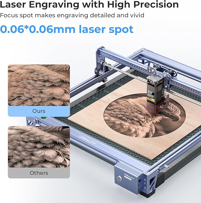 Creality Falcon 5W Laser Engraver Machine with Honeycomb Laser Bed 500x500, 10000mm/min, 72W High-Precision Laser Cutter for Wood, Acrylic, and Metal, Easy Setup and Out-of-The-Box-DeskLoop Office