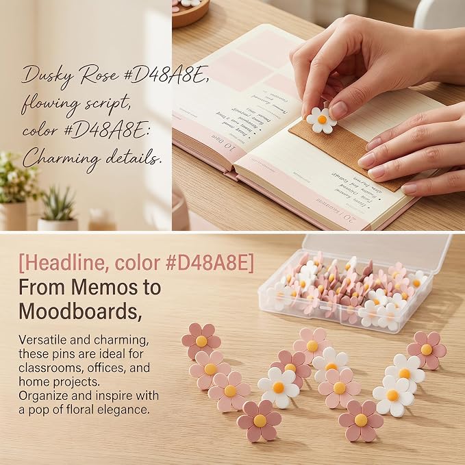 Cute Flower Push Pins, Decorative Bulletin Board Pins - Image 8