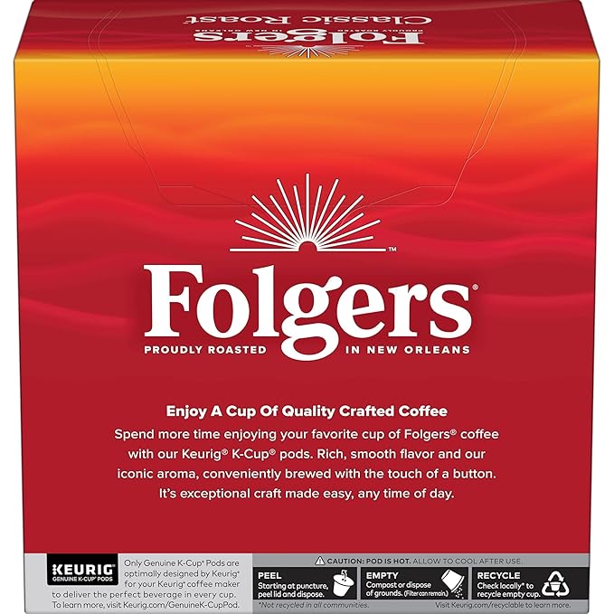 Folgers Classic Roast Medium Roast Coffee, 128 Keurig K-Cup Pods-DeskLoop Office
