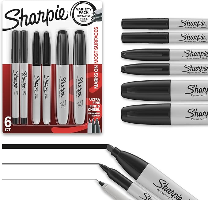 Sharpie Permanent Markers Variety Pack, Includes Chisel, and Ultra-Fine Tips by Unknown