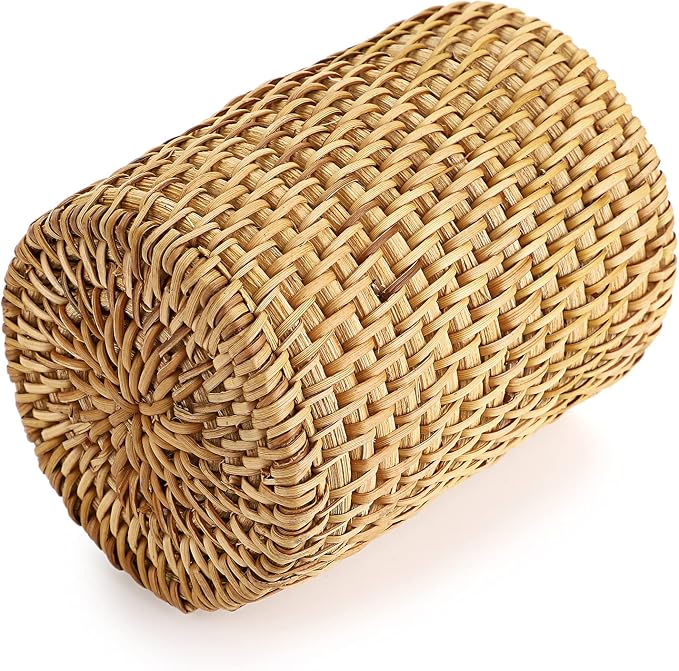 BTSKY Rattan Pen Cup, Handmade Desk Pencil Holders Makeup Brush Holder - Image 2
