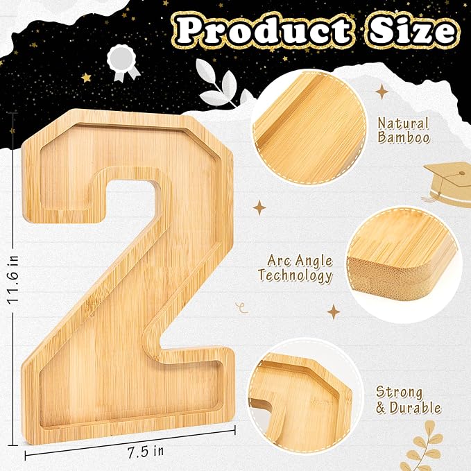 4PCS Wooden Graduation Decorations Number Charcuterie Board Box- 2026 - Image 4