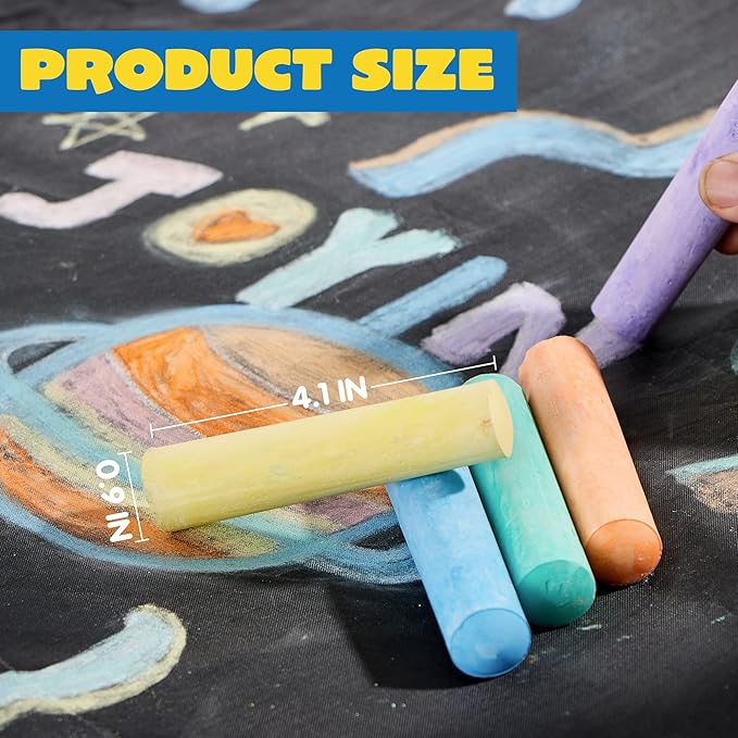 JOYIN 120 PCS Sidewalk Chalks for Kids Giant Box Non-toxic Jumbo Colored Washable Sidewalk Chalk for Toddlers in 10 Colors-DeskLoop Office