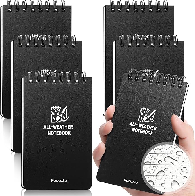POPYOLA 6 Pack Waterproof Notebook, Weatherproof Pocket Notebook by POPYOLA