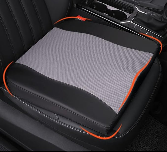 Car Seat Cushion, Comfort Memory Foam Car Cushions for Driving - Sciatica & Lower Back Pain Relief, Driver Seat Pillow for Auto, Office Chair, Wheelchair - Black&Gray-DeskLoop Office