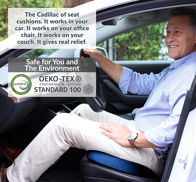 ComfiLife Gel Enhanced Seat Cushion – Office Chair Cushion – Non-Slip Gel & Memory Foam Coccyx Cushion for Tailbone Pain - Desk Chair Car Seat Cushion Driving - Sciatica & Back Pain Relief (Navy)-DeskLoop Office