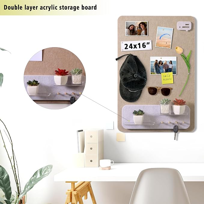 Cute Bulletin Board Felt Bulletin Board Push Pin Board 16 x 24 Inch Boho Desk - Image 5